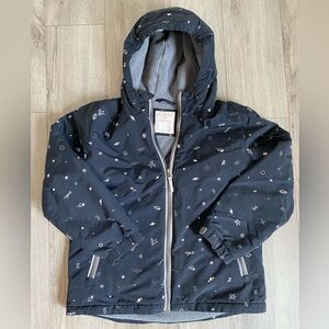 Hanna Andersson Black Space-Themed Fleece-Lined Winter Jacket Coat - 160cm 14/16